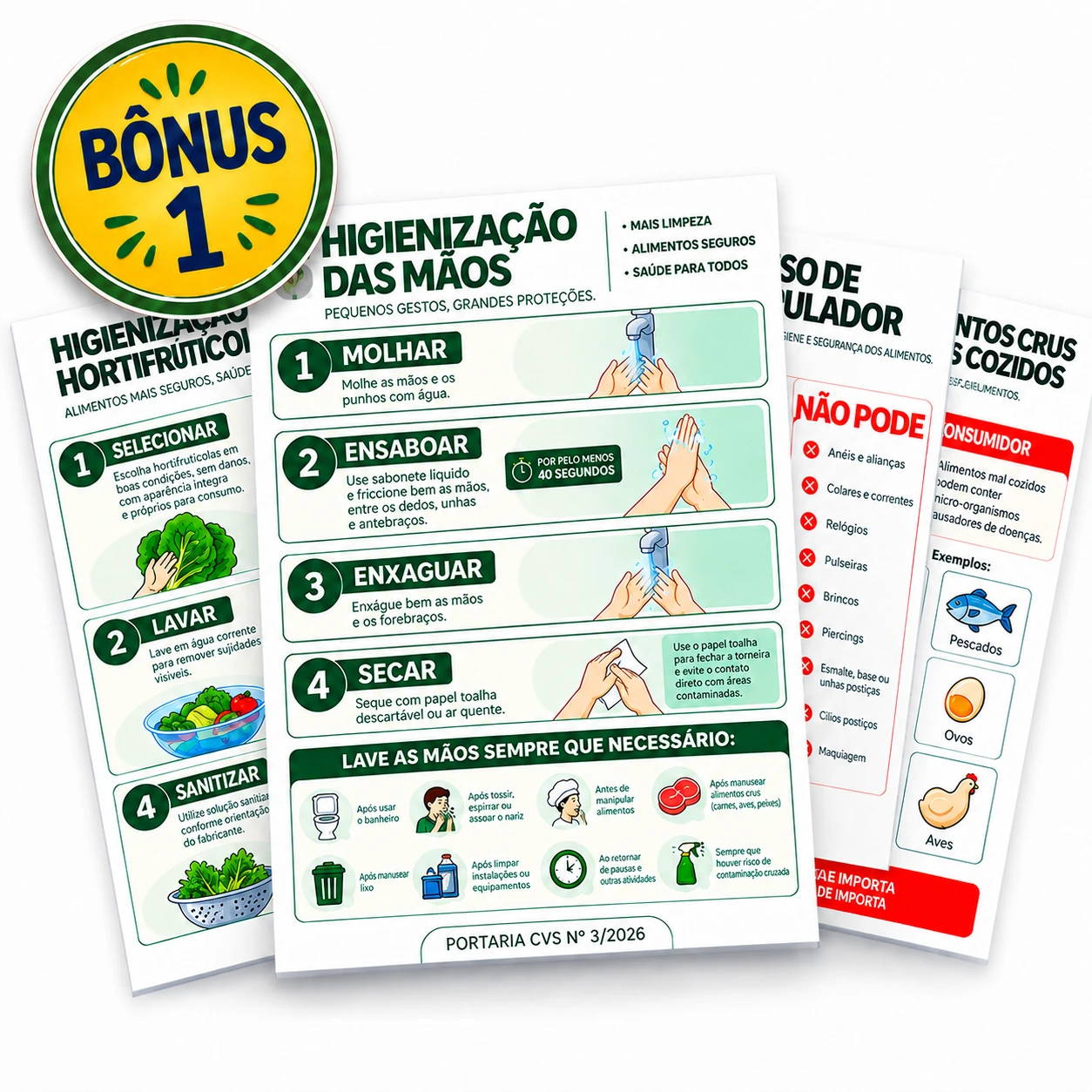 Cartazes visuais de apoio à Portaria CVS nº 3/2026